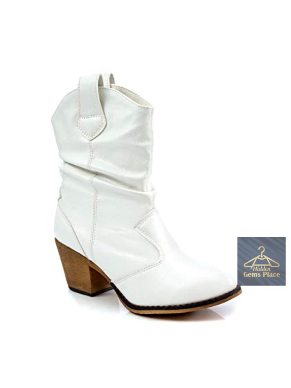 Distressed Cowboy Boot with Pull-Up Tabs, Denim, Medium-Wide Calf